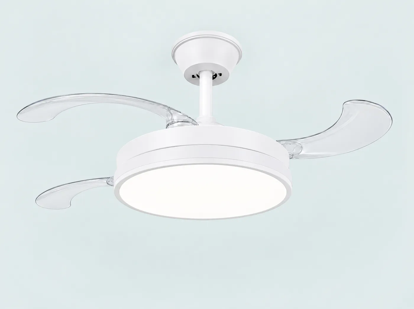 Ventilateur de plafond à pales rétractables avec lumière LED